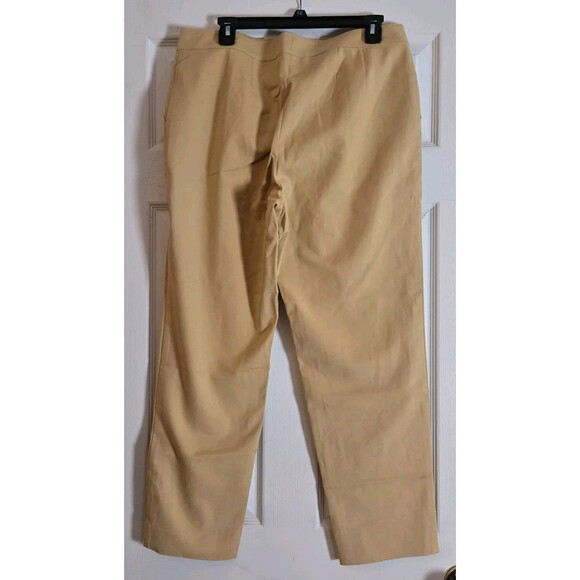 St. John Beige Khaki Silk Dress Slacks Pants Size 10 Made In USA Imported Fabric - Picture 3 of 10